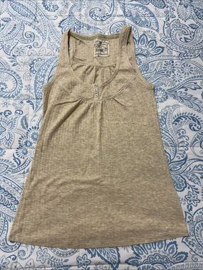 Fat Face Ribbed Tank Top with Button Detail Size 8